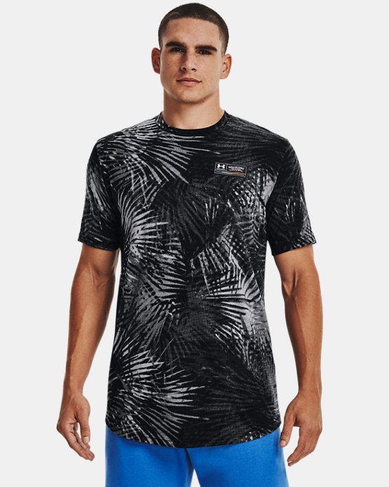 Camiseta de manga corta UA Sport Palm Printed para hombre, Black, pdpMainDesktop image number 0
